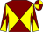 Maroon and yellow diabolo, quartered cap (T Wallace & J J Bridger)