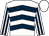 White & dark blue chevrons, striped sleeves, white cap (Desmond Kenneally)