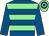 Royal blue & light green hoops, royal blue sleeves, light green & royal blue hooped cap (Halo Racing, ATB & Coolmore Partners)