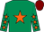 Emerald green, orange star, orange stars on sleeves, maroon cap (Mrs Margaret Comer)