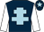 Dark blue, light blue cross of lorraine, white sleeves, dark blue cap, light blue star (Teresa Glynn)