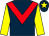 Dark blue, red chevron, yellow sleeves, dark blue cap, yellow star (Mr & Mrs A Archer & Mr & Mrs M Leonard)