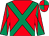 Red, emerald green cross belts, diabolo on sleeves, quartered cap (Ms Ruth Prenderville)