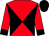 Red and black diagonal quarters, black cuffs on red sleeves, black cap (Michael Stinson)