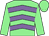 Light green, mauve chevrons, light green sleeves and cap (S Hollings L Folwell S Hull M Banniste)