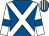 Royal blue, white cross sashes, white sleeves, royal blue armlet, royal blue & white striped cap (Jane Barclay)