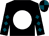 Black, white disc, teal diamonds on sleeves, black & teal quartered cap (Bell Gable Stable Llc)