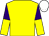 YELLOW, PURPLE and YELLOW halved sleeves, WHITE cap (Mrs Angie Bailey)