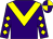 Purple, yellow chevron, diamonds on sleeves, quartered cap (Five Horses Ltd)