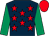 Dark blue, red stars, emerald green sleeves, red cap (Honourable Scoundrels)