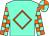 Aqua, orange diamond frame, orange blocks on sleeves, aqua and orange quartered cap (Take A Shot Stables, Gennett, Robert J And Imperio, Michael)