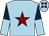 Light blue, maroon star, dark blue halved sleeves, light blue cap, maroon spots (Gerard Michael Hussey)