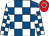 Royal blue and white check, red cap, white hoop (Sir Mark Prescott)