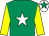 Emerald green, white star, yellow sleeves, white cap, emerald green star (Ms Fionnuala Cassidy & Mr T P Tate)