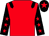 Red, black epaulets, black sleeves, red stars, black cap, red star (Linda Perratt Racing Club)