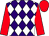 Purple and white diamonds, red sleeves and cap (Mr Ewan Ross)