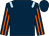 Dark blue, light blue epaulets, dark blue and orange striped sleeves (Dr Bridget Drew & Mr R A Farmiloe)