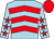 Light blue, red chevrons, light blue sleeves, red stars, red cap (Mr P Clacher)