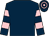 Dark blue, pink hooped sleeves and cap (Top Of The Hill Racing Club)