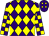 Purple and yellow diamonds, checked sleeves (Mr H Thornton & Mr P T Midgley)