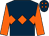 Dark blue, orange triple diamond, sleeves and diamonds on cap (Mrs Camille Macdonald)