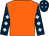Orange, dark blue sleeves, light blue diamonds, dark blue cap, light blue diamonds (Melbourne 10 Racing)
