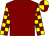Maroon, maroon and yellow check sleeves, quartered cap (Melbourne 10 Racing And Mr R Barnes)