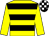 Yellow, black hoops, yellow sleeves, black and white check cap (Mrs J E Brockbank)