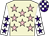 Beige, pink stars, white sleeves, purple stars, purple and white check cap (The Dash And Brash Partnership)