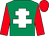Emerald green, white cross of lorraine, red sleeves and cap (Three Celts)