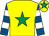 Yellow, emerald green star, royal blue & white hooped sleeves, yellow cap, emerald green star (Cotswolds Crew Syndicate)