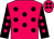 Cerise, black spots, black sleeves, cerise spots (Aston Bloodstock)