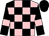 Pink & black check, black sleeves, pink armlet, black cap (Jal Dastur)