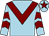 Light blue, maroon chevron, maroon chevrons on sleeves, maroon star on cap (Maurice Byrne)