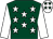 Dark green, white stars, white sleeves, white cap, dark green stars (Ms Noreen Brouder)