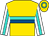 Gold, turquoise and royal blue hoop, turquoise stripe on white sleeves, gold cap, turquoise hoop (Kok Jian Pei)
