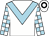 White, light blue chevron, white and light blue checked sleeves, black hoop on white cap (Gin Syndicate)