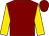 Maroon, maroon shamrock on gold ball on back, gold sleeves (Juan Garcia)