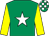 Emerald green, white star, yellow sleeves, emerald green & white check cap (Ciaran Kennelly & Mrs M Cahill)