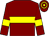 Maroon, yellow hoop and armlets, hooped cap (Mr Enno Albert)