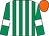 Emerald green and white stripes, emerald green sleeves, white armlets, orange cap (Gallagher Bloodstock Limited)