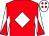 Red, white diamond, white and red diabolo on sleeves, white cap, red diamonds (James Property Ltd)