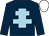 Dark blue, light blue cross of lorraine, white cap (N Collins)