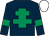 Dark blue, emerald green cross of lorraine and armlets, white cap (Eclair On Line Syndicate)