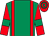 Emerald green, red braces, red sleeves, emerald green armlets, hooped cap (Martin Baker/niamh Baker)