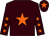 Brown, orange star, brown sleeves, orange stars, brown cap, orange star (Mr Merv Page)