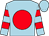 Light blue, red disc, hooped sleeves (Hardscrabble)