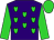 Purple, lime green hearts, lime green sleeves, purple hoop, lime green cap (Imaginary Stables)