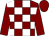 Maroon, white blocks, white band on sleeves, maroon cap (Coffeepot Stables And Phillips Racing Partnership)