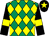 Emerald green and yellow diamonds, black sleeves, yellow armlets and star on black cap (Mr Neil Lewis & Mrs Gail Lewis)